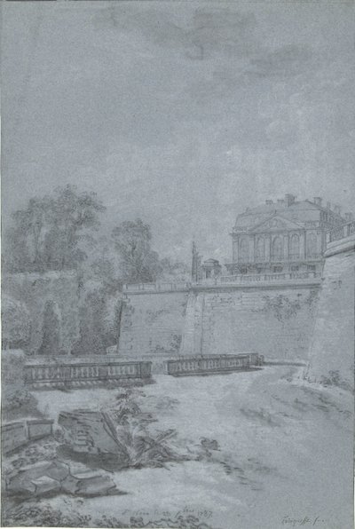 Vista del parque y de un ala del castillo de Saint-Cloud de Louis Rolland Trinquesse