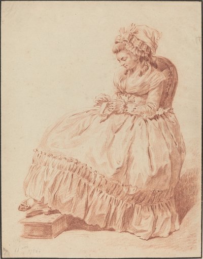 Mujer Sentada Cosiendo de Louis Rolland Trinquesse