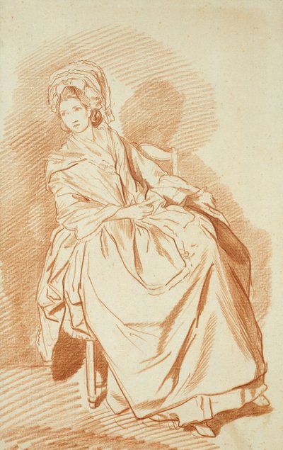 Estudio de una dama sentada (tiza roja sobre papel) de Louis Rolland Trinquesse