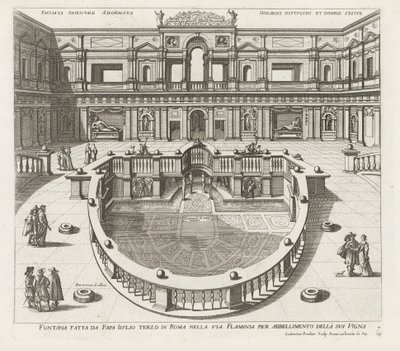 Ninfeo en de Villa Giulia te Rome Fuente realizada por el Papa Iiulio tercero en Roma en la Via Flaminia (...) (título sobre objeto) Las fuentes en los palacios y jardines de Roma (título de la serie) Fonteinen in de paleizen en tuinen van Rome (título de  de Louis Rouhier