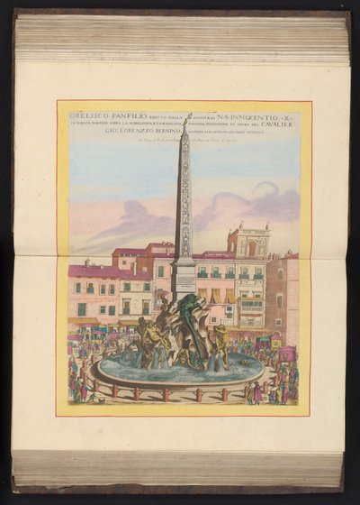 Vierstromenfontein te Roma Obelisco Panfilio, erigido por la santidad de N. S. Inocencio X (...) (título sobre objeto) de Louis Rouhier
