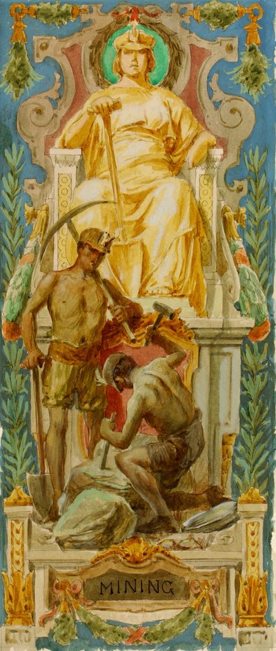 Minería (estudio para el panel, Old Senate Office Building) de Louis Schaettle