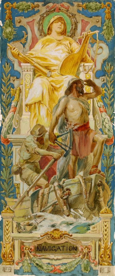 Navegación (estudio para el panel, Old Senate Office Building) de Louis Schaettle