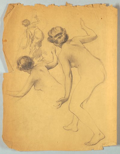 Estudio de figura desnuda inclinada de Louis Schaettle