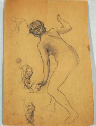 Estudio de figura desnuda inclinada de Louis Schaettle