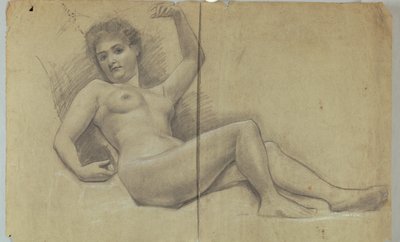 Estudio de figura desnuda reclinada de Louis Schaettle