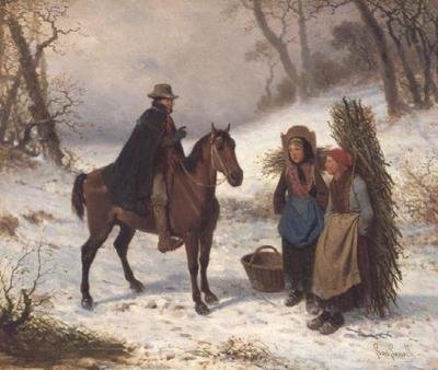 Escena de nieve de Louis Simon Lassalle