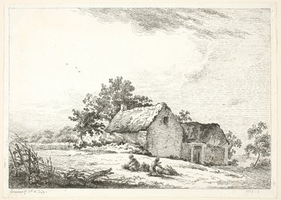 Escena de granja con niños atando leña de Louis Simon Lempereur