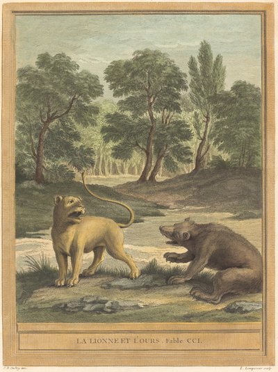 La leona y el oso de Louis Simon Lempereur after Jean Baptiste Oudry