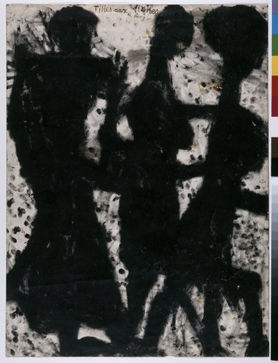 Chicas en los viñedos (tinta y laca sobre papel) de Louis Soutter