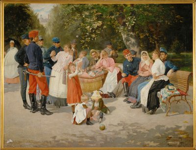 Niñeras en un parque ... (pintura sobre lienzo) de Louis Uhl