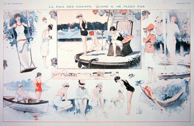 Tiempos pacíficos en el campo... ¡cuando no llueve!, c.1930 de Louis Vallet