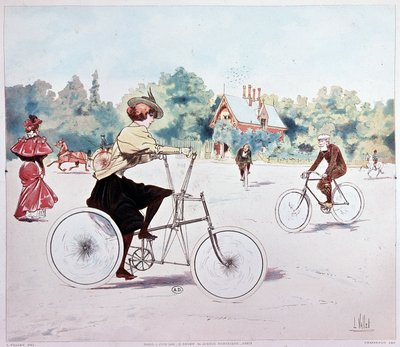 Mujer en bicicleta - dibujo de L. Vallet de Louis Vallet