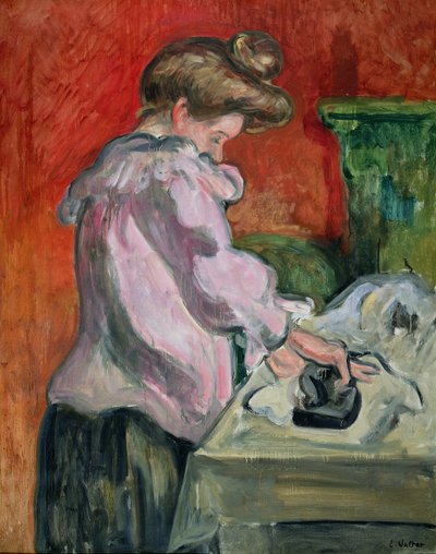Una mujer planchando (óleo sobre lienzo) de Louis Valtat