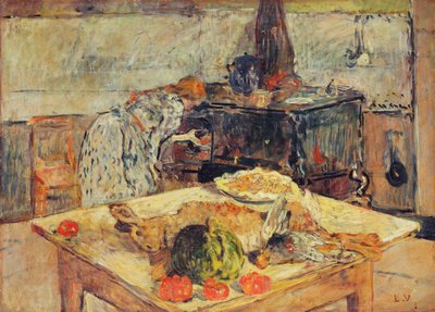 La cocina; La cuisine, c.1906 (óleo sobre tabla acunada) de Louis Valtat