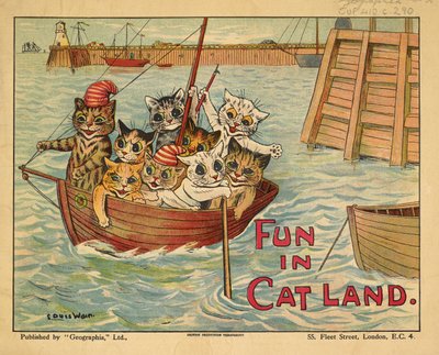 Gatos en un barco. de Louis Wain