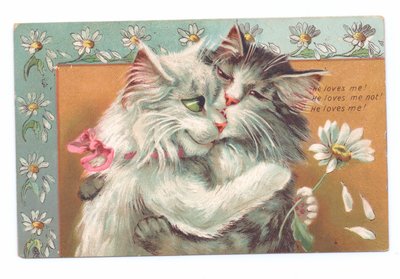 Postal eduardiana de dos gatos abrazándose, c.1910 de Louis Wain