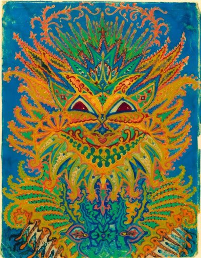 Kaleidoscopio de gatos: patrón de gatos en azul de Louis Wain