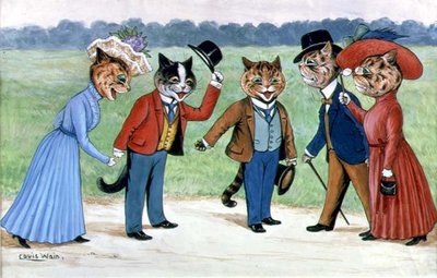Gatos paseando de Louis Wain