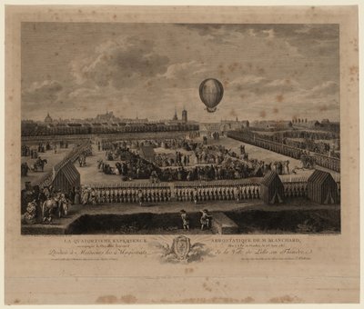 El globo de Jean-Pierre Blanchard ascendiendo desde Lille el 26 de agosto de 1785, 1785 de Louis Watteau