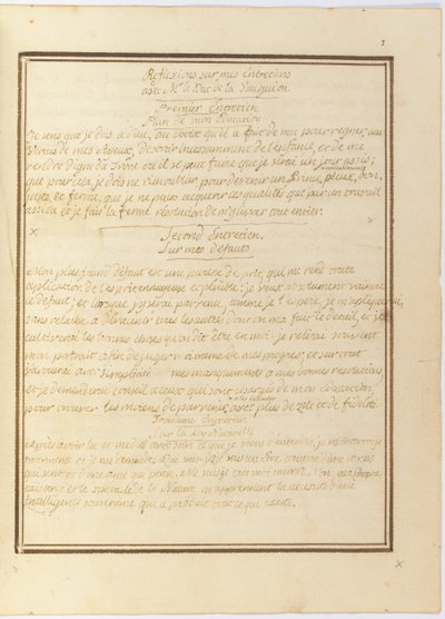 "Reflexiones sobre mi entrevista con el Sr. le Duc de la Vauguyon", manuscrito autógrafo, enero 1767 a principios de 1769 de Louis XVI
