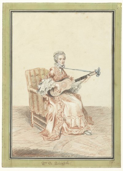 Retrato de Madame de Montainville, tocando la guitarra de Louis de Carmontelle