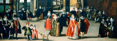 Figuras elegantes bailando en un interior de Louis de Caullery