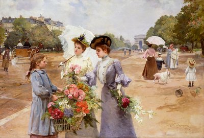 La avenida del Bois de Boulogne - Mañana de primavera de Louis de Schryver