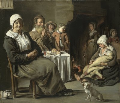 Interior campesino con un viejo flautista. Aproximadamente 1642 de Louis le Nain