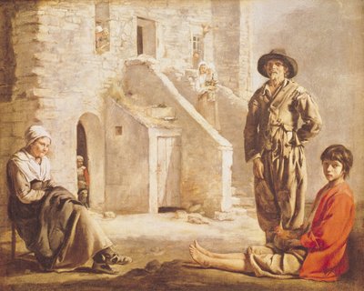 Campesinos frente a su casa, c.1641 de Louis le Nain