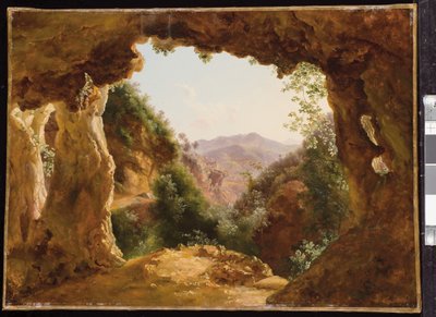 Una cueva en un paisaje rocoso de Louise Josephine Sarazin de Belmont
