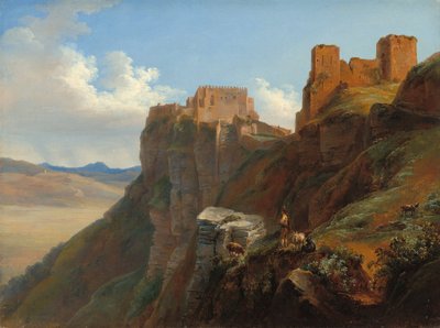 Vista del Castello di San Giuliano, cerca de Trapani, Sicilia, c. 1824-1826 de Louise Josephine Sarazin de Belmont