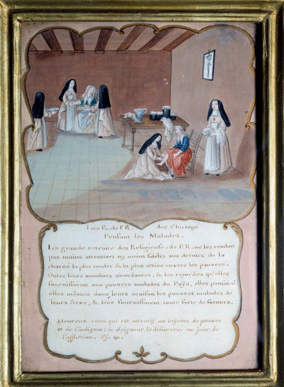 Jansenismo: Religiosas de la abadía de Port-Royal-des-Champs cuidando a los enfermos de Louise Madelaine (after) Cochin