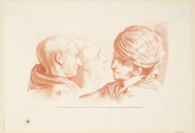 Estudio de tres cabezas masculinas de Louise Rosalie Hémery