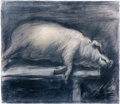 El cerdo sacrificado. Dibujo de Lovis Corinth de Lovis  Corinth