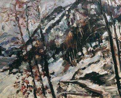 El Herzogstand en Walchensee en la nieve. de Lovis Corinth