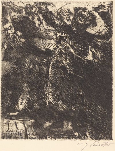Predicación del capuchino—"Prefiere andar con una chica" de Lovis Corinth