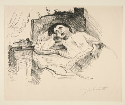 Señora descansando en la cama de Lovis Corinth