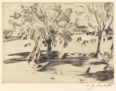 Paisaje con vacas de Lovis Corinth