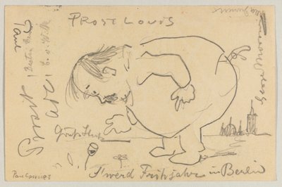 Lovis Corinth a Carl Strathmann: postal, matasellada el 1 de abril de 1908 de Lovis Corinth