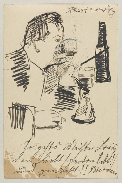 Lovis Corinth a Carl Strathmann: postal, matasellada el 20 de abril de 1903 de Lovis Corinth