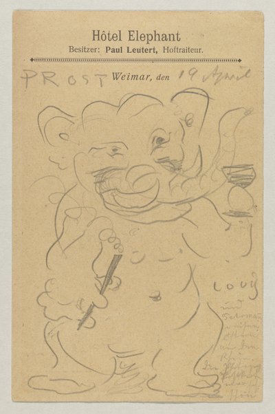 Lovis Corinth a Carl Strathmann: postal, matasellada el 20 de abril de 1905 de Lovis Corinth