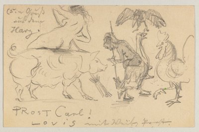 Lovis Corinth a Carl Strathmann: postal, matasellada el 21 de julio de 1905 de Lovis Corinth
