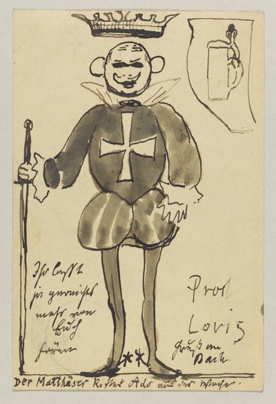 Lovis Corinth a Carl Strathmann: postal, matasellada el 21 de junio de 1902 y el 22 de junio de 1902 de Lovis Corinth