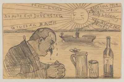 Lovis Corinth a Carl Strathmann: postal, matasellada el 22 de junio de 1898 de Lovis Corinth