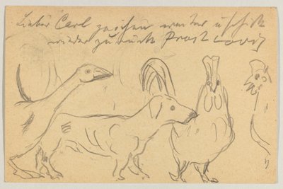 Lovis Corinth a Carl Strathmann: postal, matasellada el 26 de agosto de 1905 de Lovis Corinth
