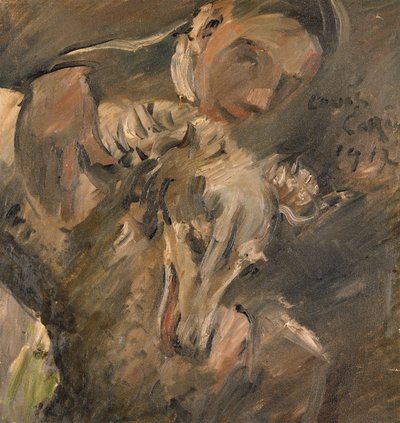 Max Mainer con un galgo siberiano, 1917 de Lovis Corinth