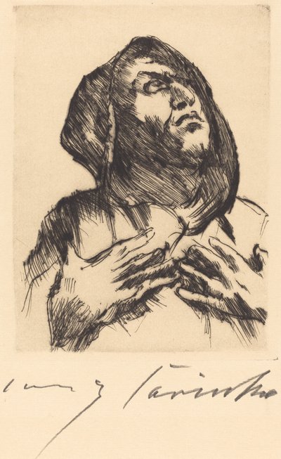 Monje mirando hacia arriba de Lovis Corinth