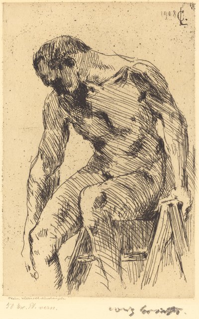 Sitzender Männlicher Akt (Desnudo masculino sentado), 1908 de Lovis Corinth