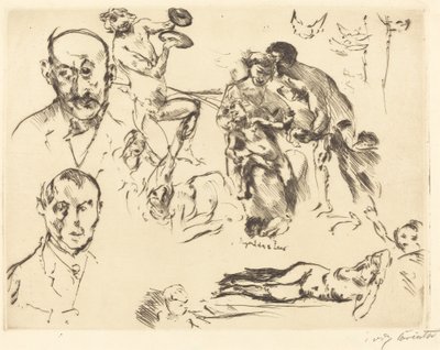 Bocetos de hombres, incluyendo a Max Liebermann, c. 1915 de Lovis Corinth